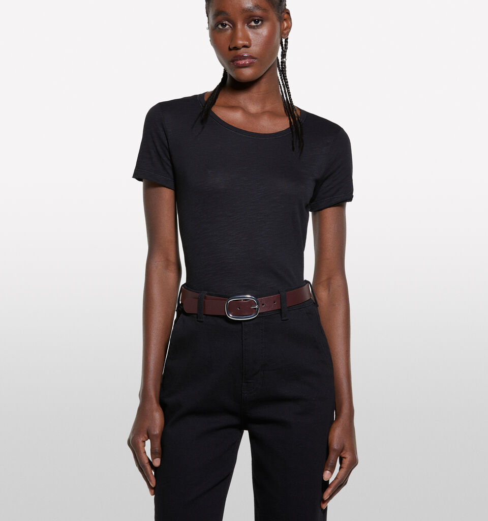 T-shirt girocollo nera - null - Nero | Sisley image number 4